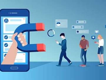 magnet on social media app drawing people toward it